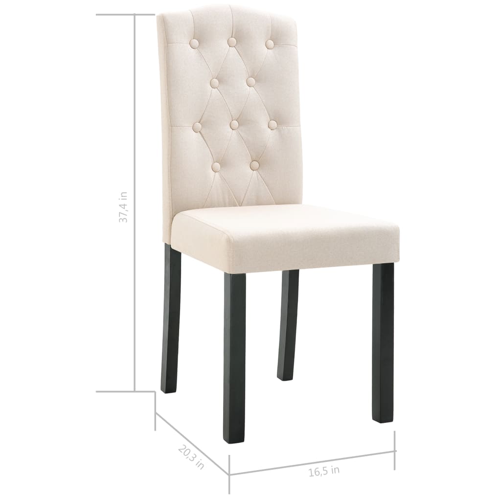 vidaXL Dining Chairs 2 pcs Cream Fabric