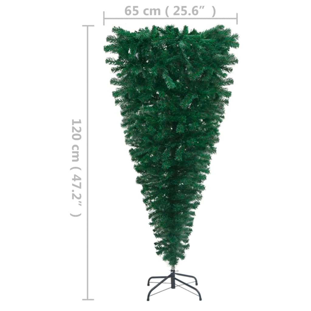 vidaXL Upside-down Artificial Pre-lit Christmas Tree Green 47.2"