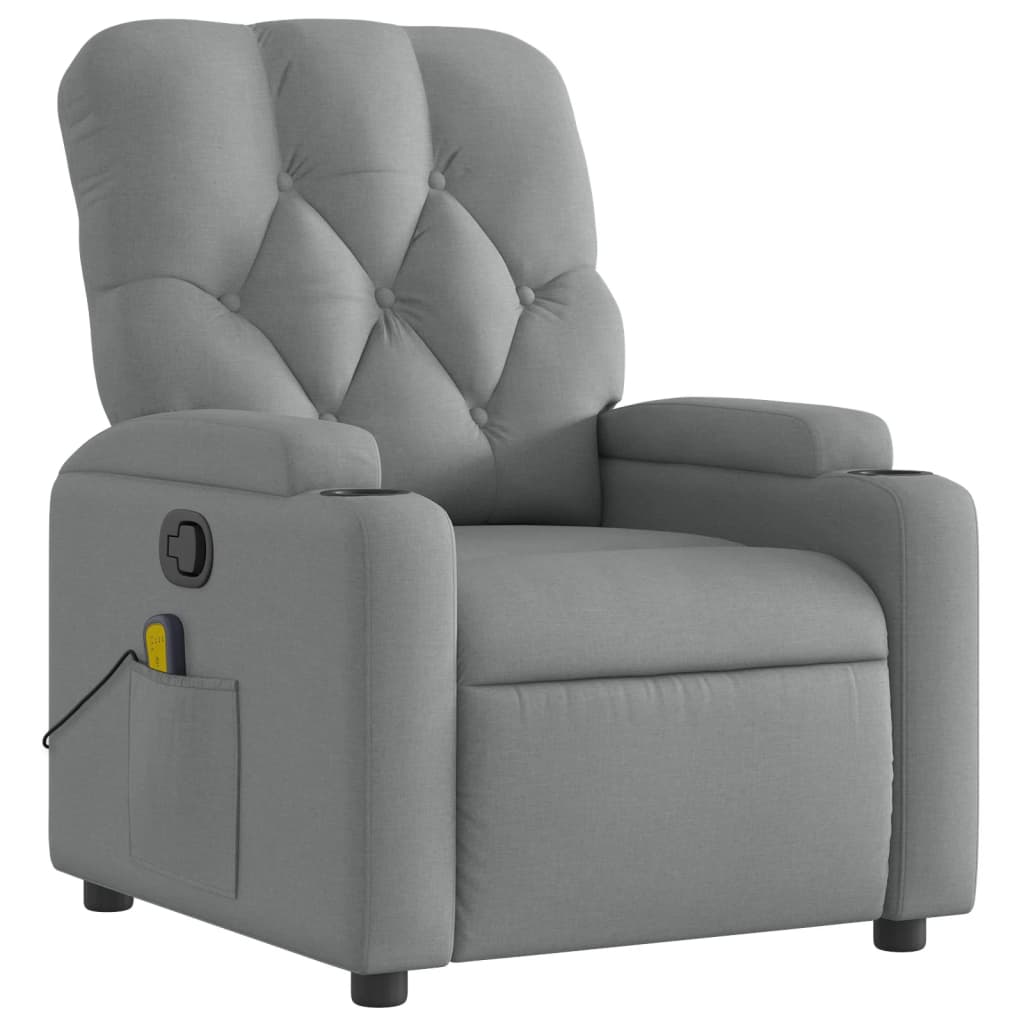 vidaXL Massage Recliner Chair Light Gray Fabric