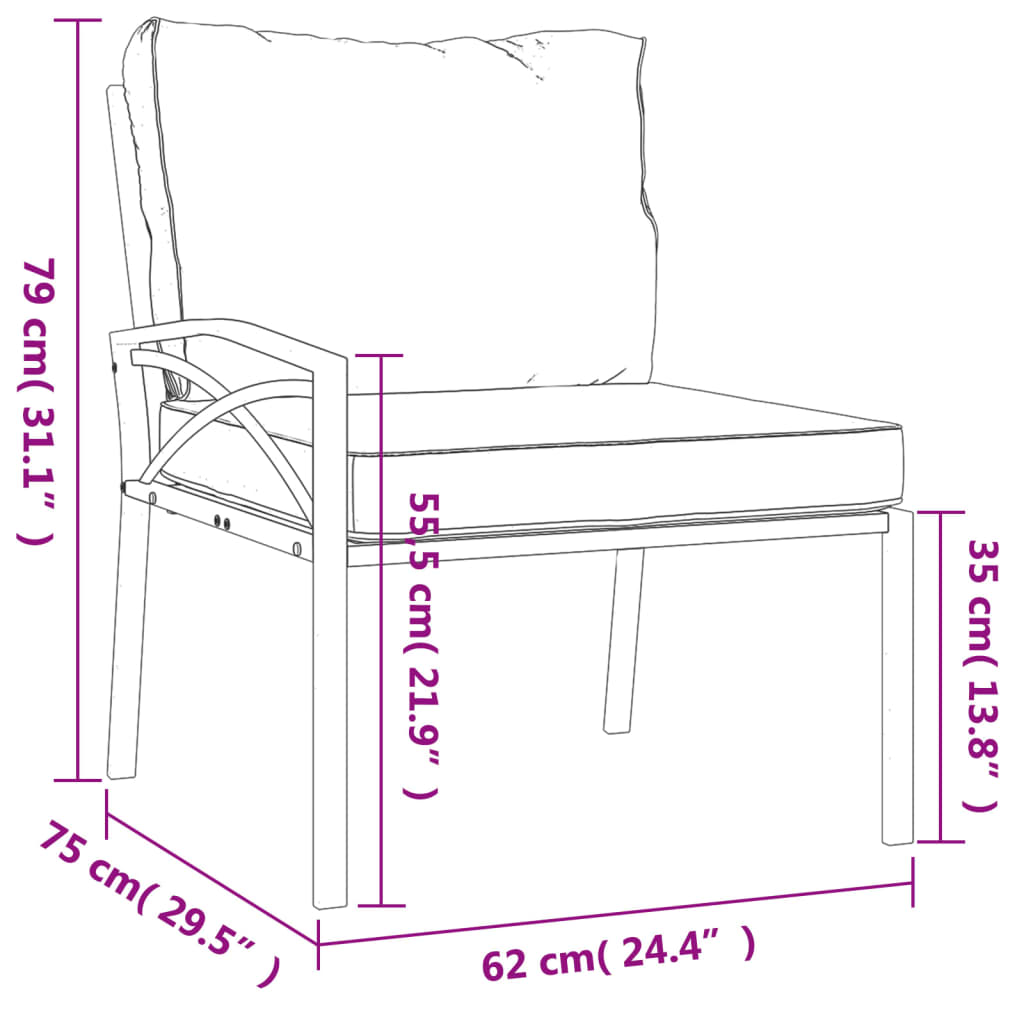 vidaXL 7 Piece Patio Lounge Set with Gray Cushions Steel