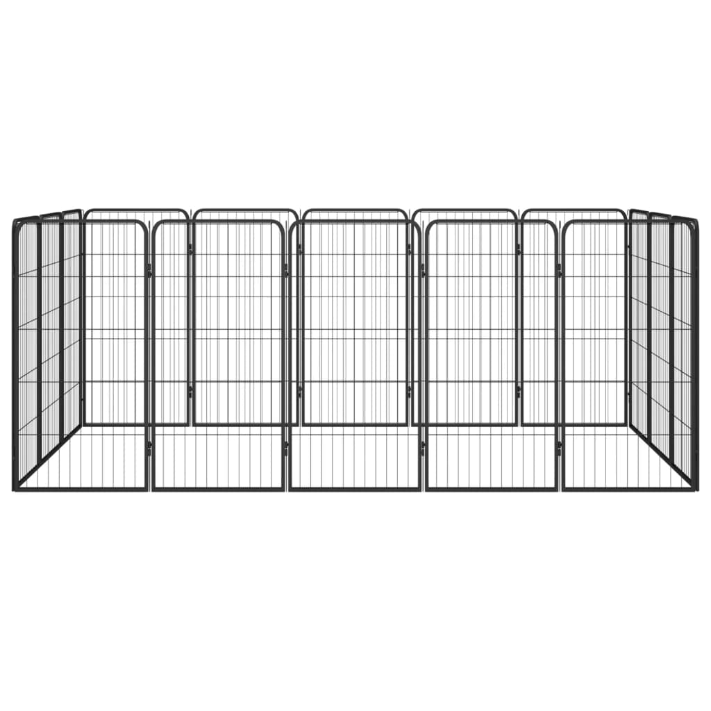 vidaXL 16-Panel Dog Playpen Black 19.7"x39.4" Powder-coated Steel