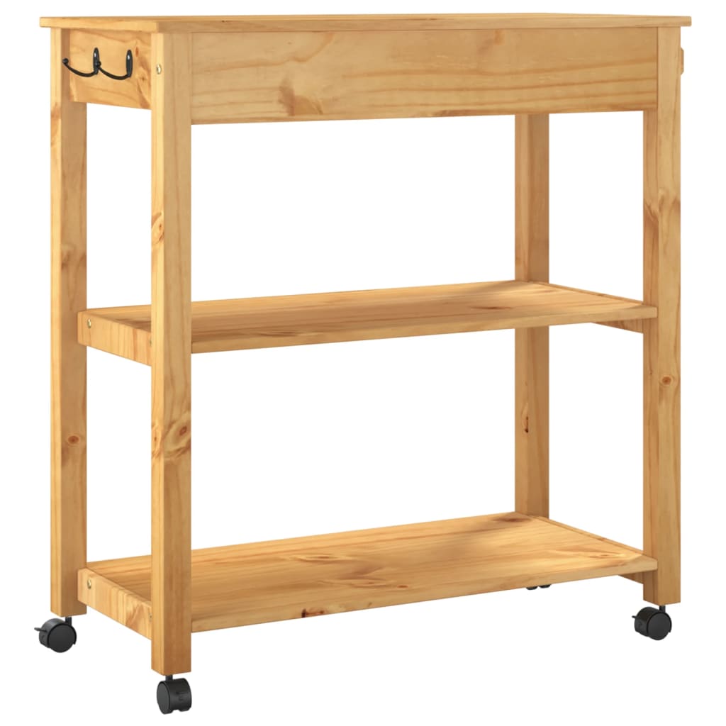 vidaXL Kitchen Trolley MONZA 33.1"x15.7"x35.4" Solid Wood Pine