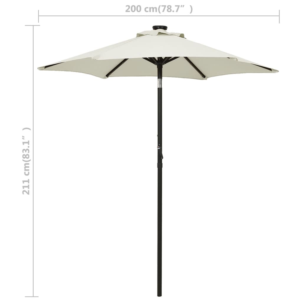 vidaXL Garden Parasol with LED Lights Sand 78.7"x83.1" Aluminum