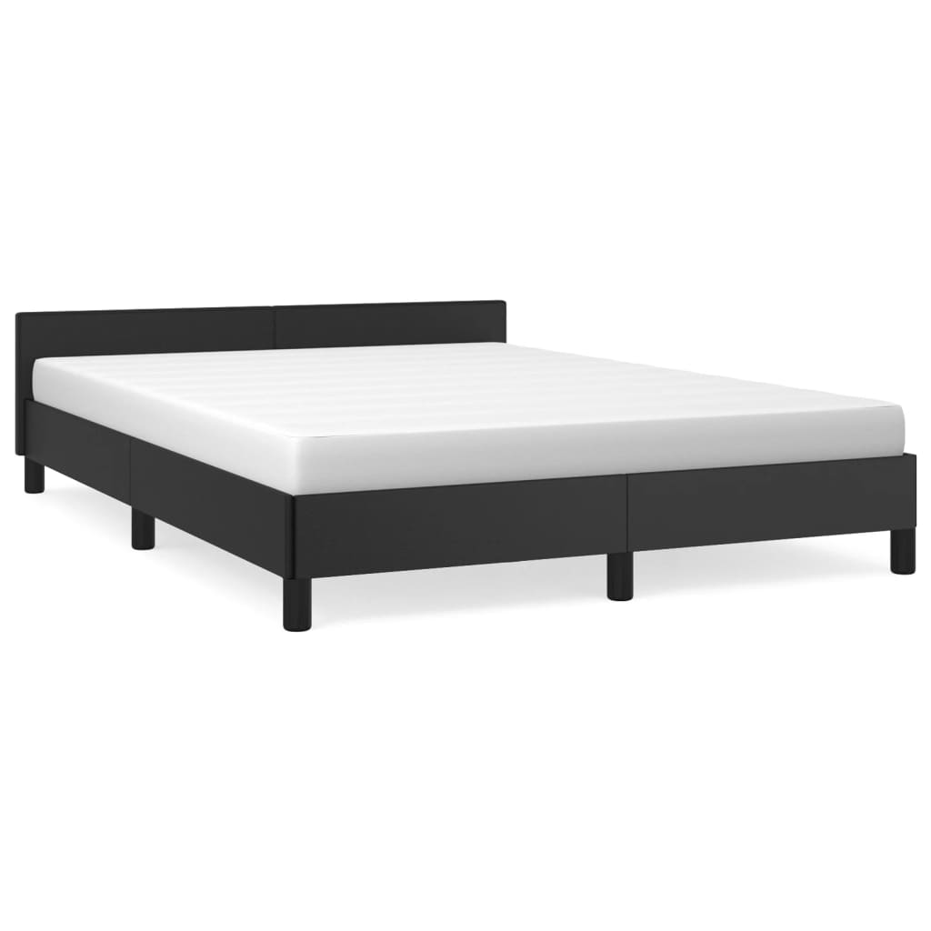 vidaXL Bed Frame with Headboard Black 59.8"x79.9" Queen Faux Leather