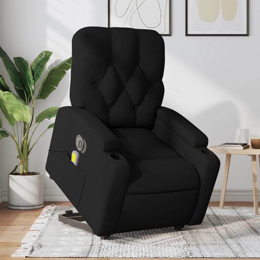 vidaXL Electric Stand up Massage Recliner Chair Black Fabric