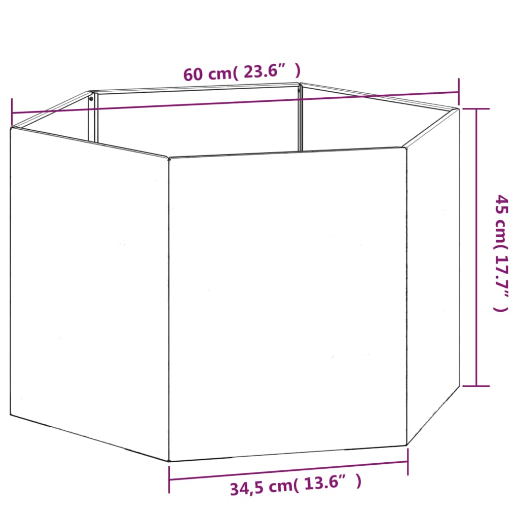 vidaXL Planter Rusty 23.6"x23.6"x17.7" Corten Steel