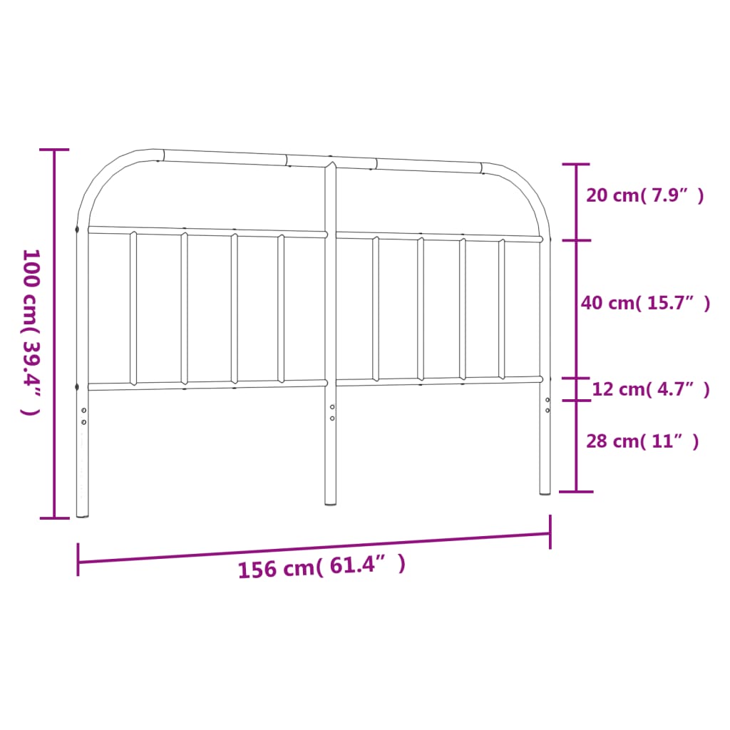 vidaXL Metal Headboard White 59.1"