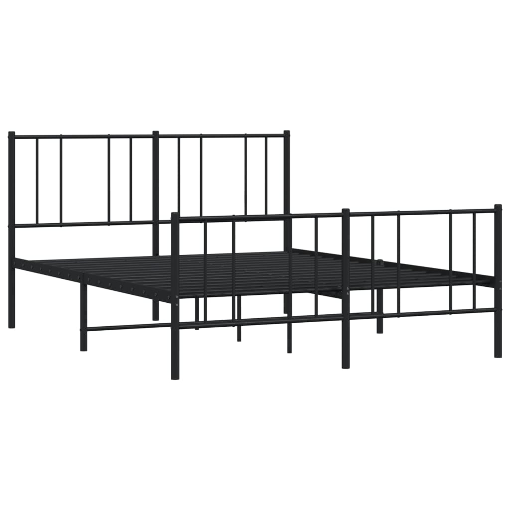 vidaXL Metal Bed Frame without Mattress with Footboard Black 59.1"x78.7"