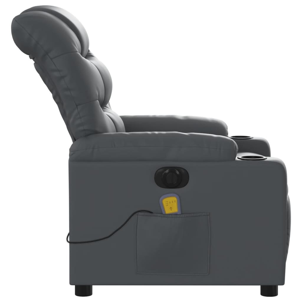 vidaXL Electric Massage Recliner Chair Gray Faux Leather