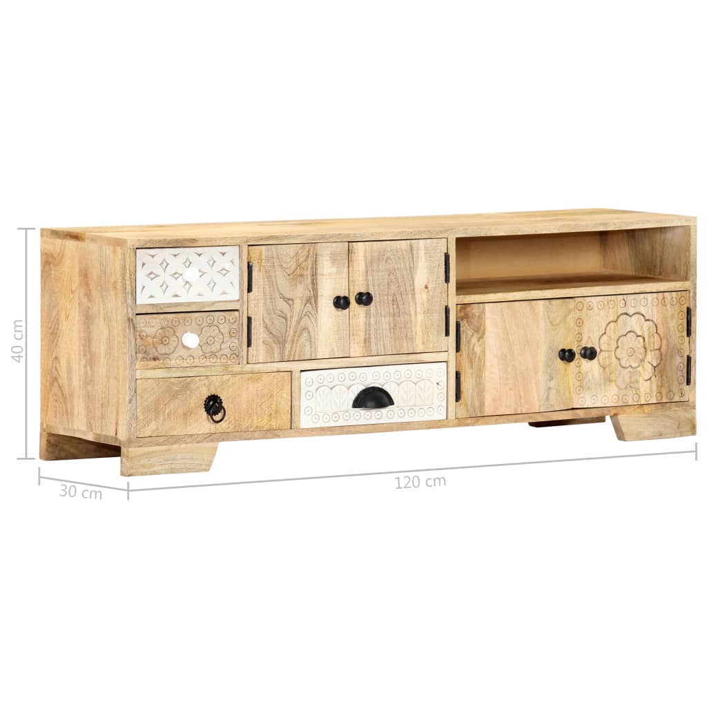 vidaXL TV Stand 47.2"x11.8"x15.7" Solid Wood Mango