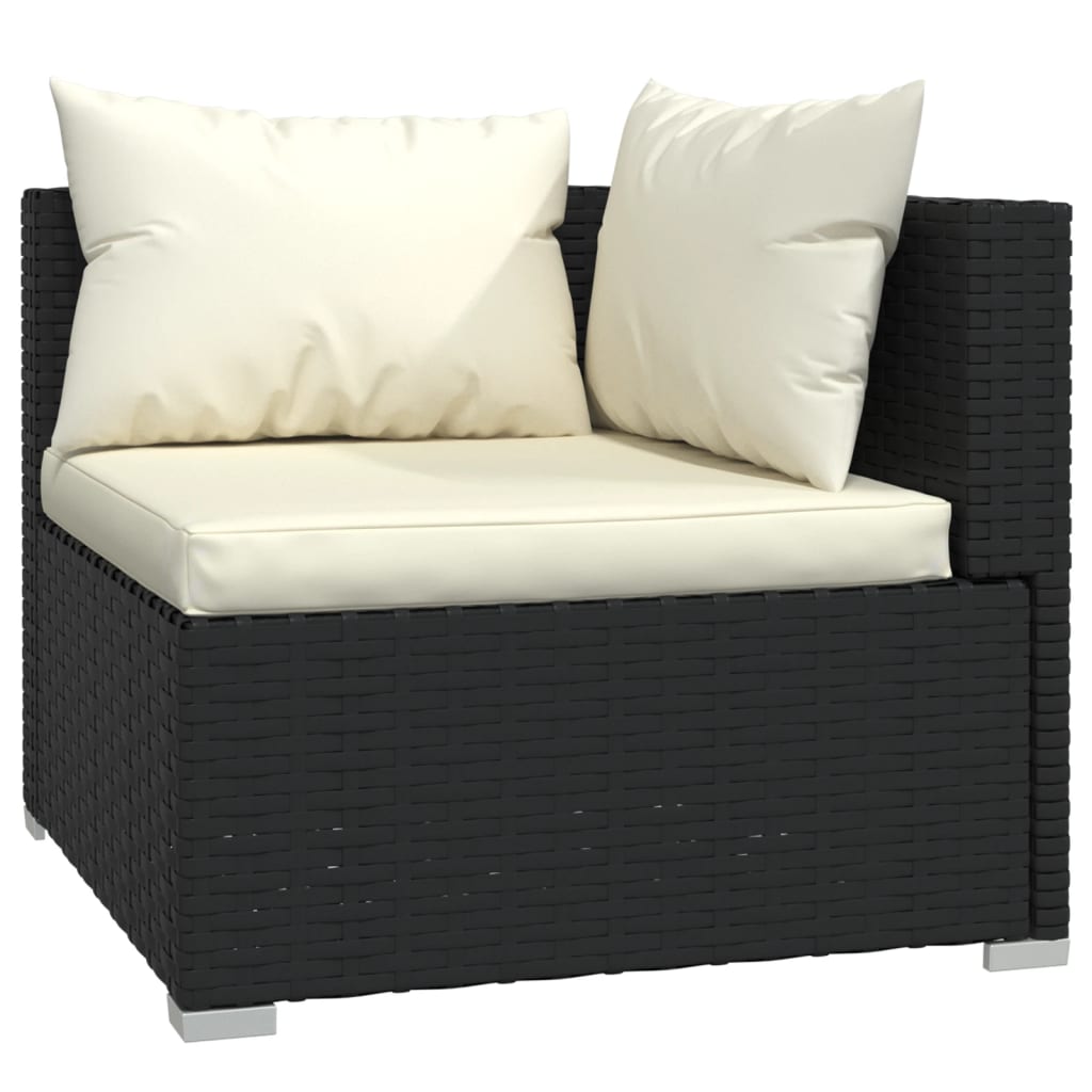 vidaXL Patio Furniture Set 4 Piece with Cushions Poly Rattan Black