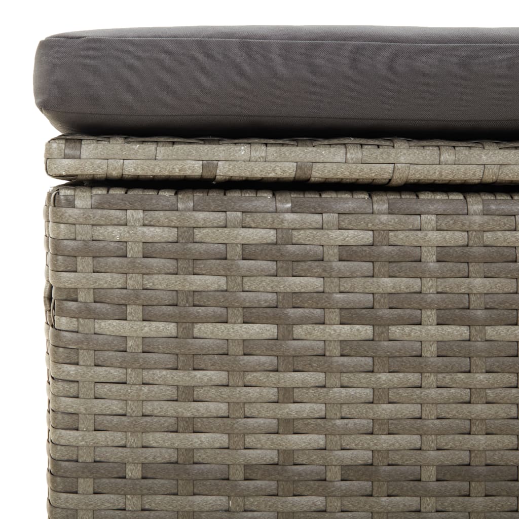 vidaXL Patio Corner Sofa with Cushion Gray 22.4"x22.4"x22" Poly Rattan