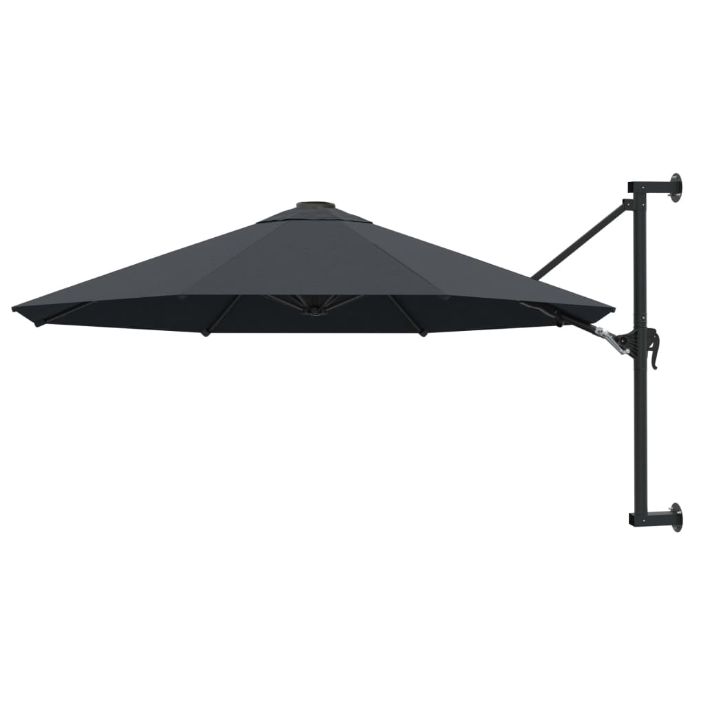 vidaXL Wall-Mounted Garden Parasol with Metal Pole 118.1" Anthracite