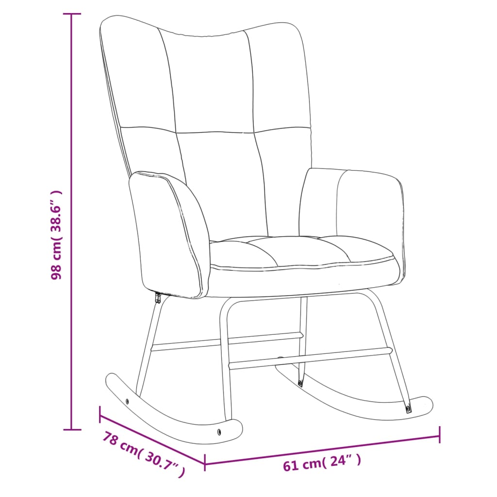 vidaXL Rocking Chair with a Stool Dark Green Velvet