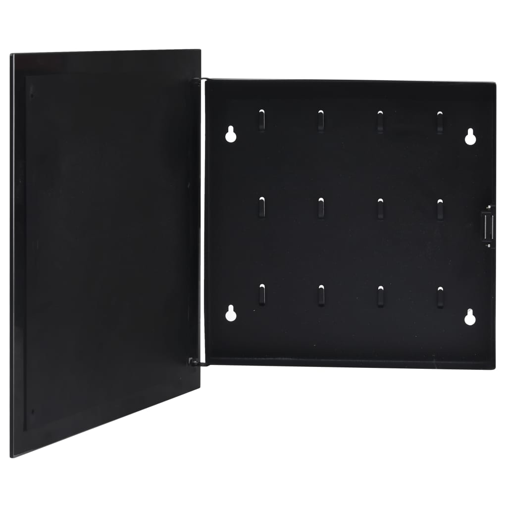 vidaXL Key Box with Magnetic Board Black 13.8"x13.8"x1.6"