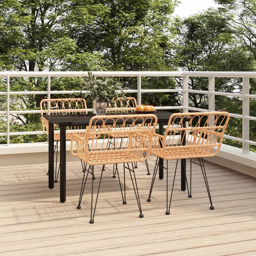 vidaXL 5 Piece Patio Dining Set Poly Rattan