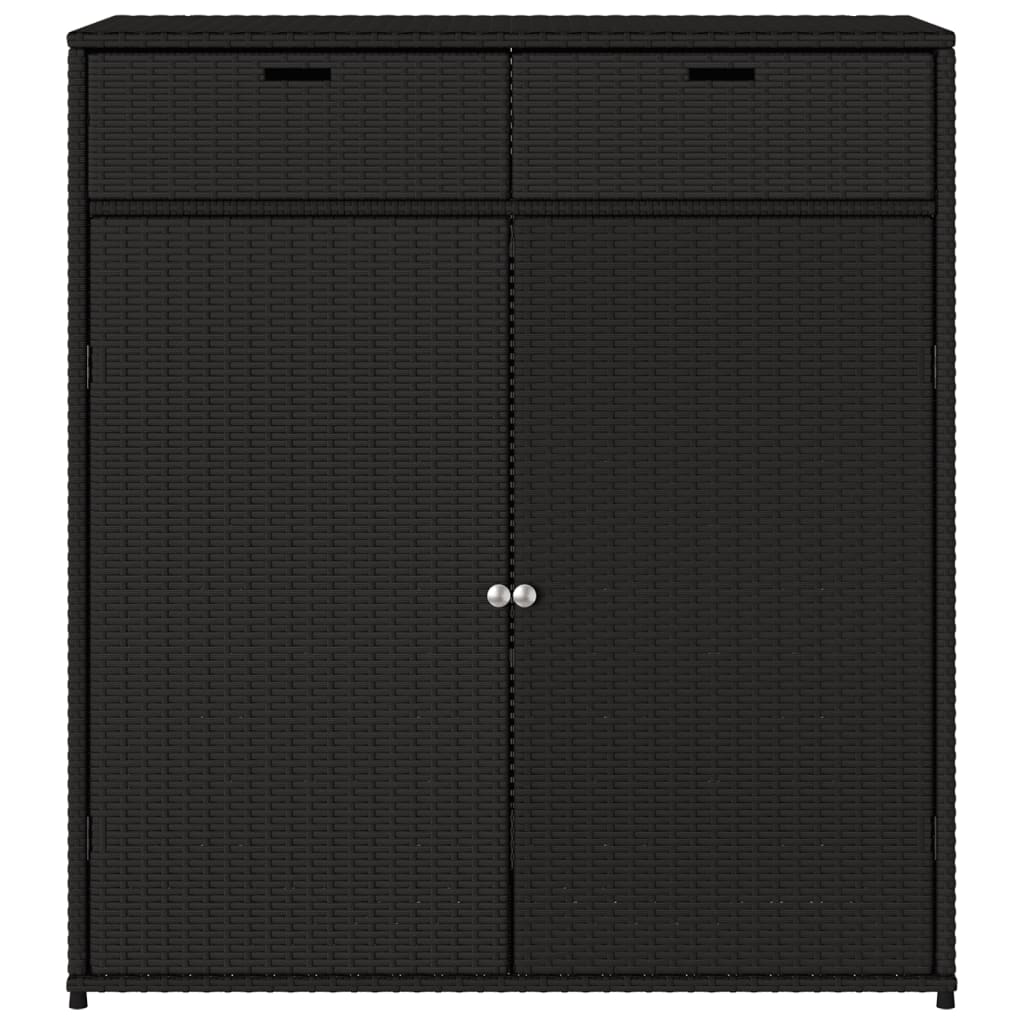 vidaXL Patio Storage Cabinet Black 41.3"x21.7"x44.5" Poly Rattan