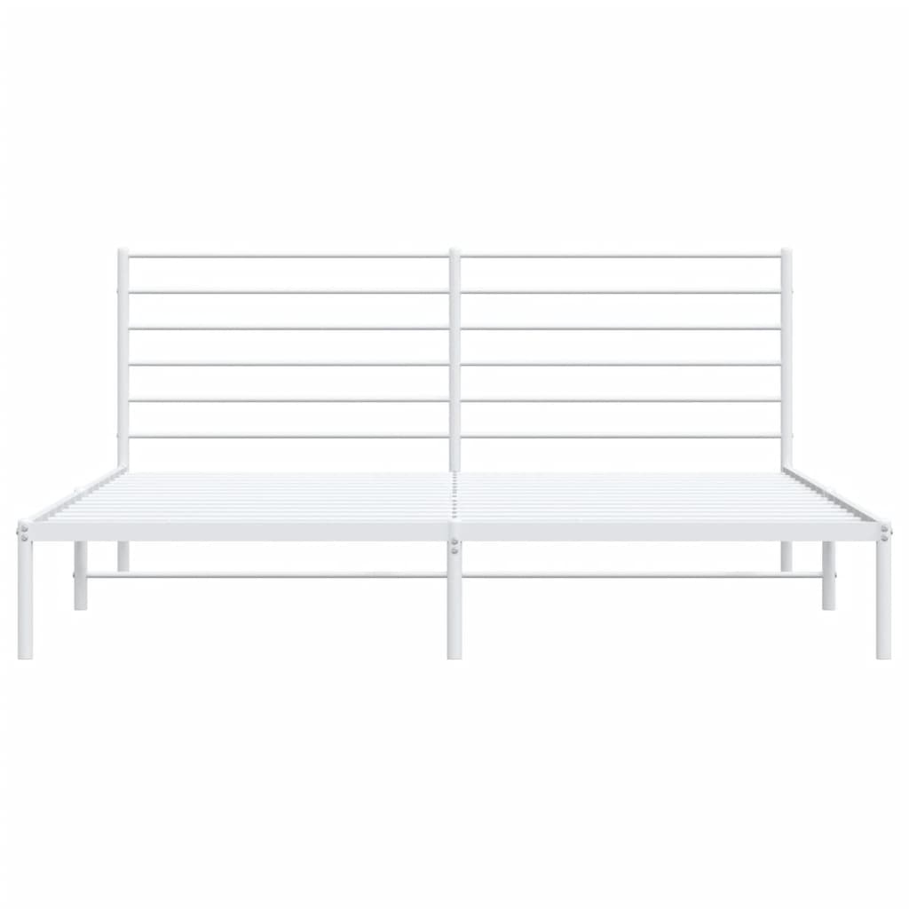 vidaXL Metal Bed Frame without Mattress with Headboard White 76"x79.9"