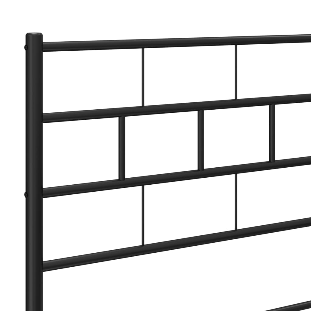 vidaXL Metal Bed Frame without Mattress with Headboard Black 39.4"x74.8"