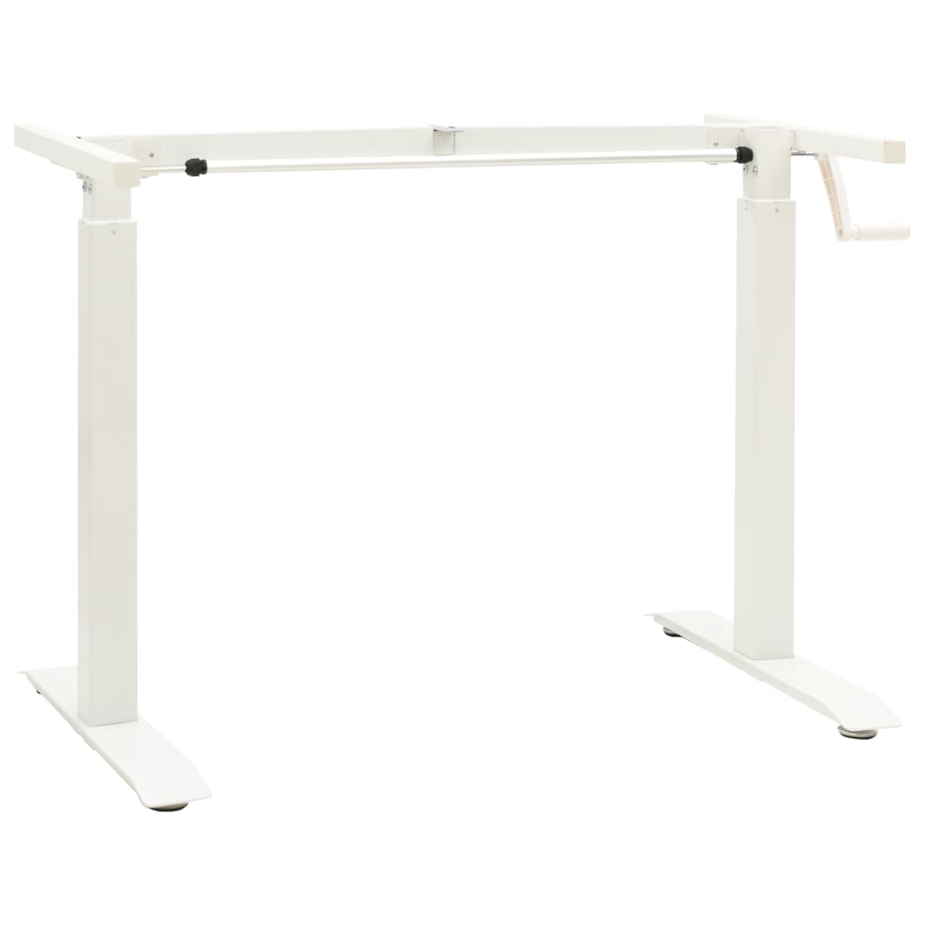 vidaXL Manual Height Adjustable Standing Desk Frame Hand Crank White