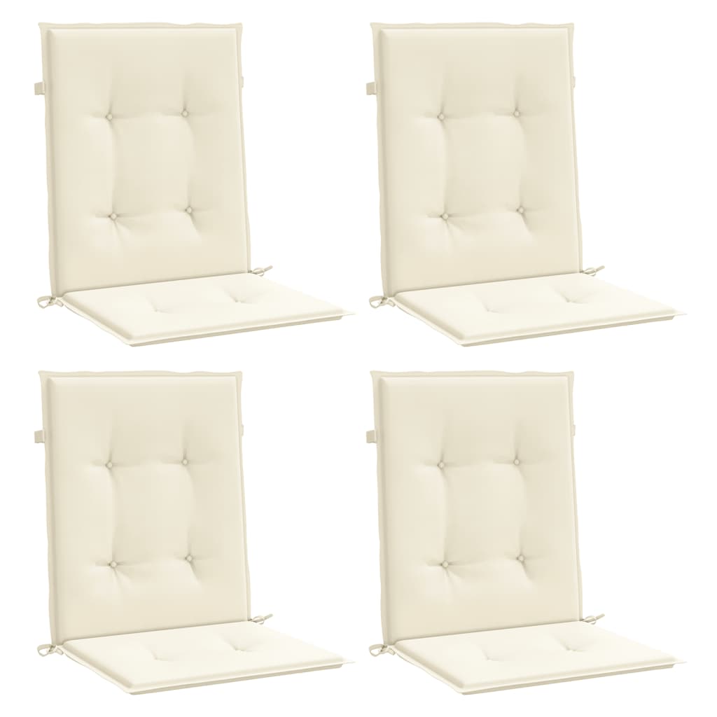 vidaXL Garden Lowback Chair Cushions 4 pcs Cream 39.4"x19.7"x1.2" Oxford Fabric