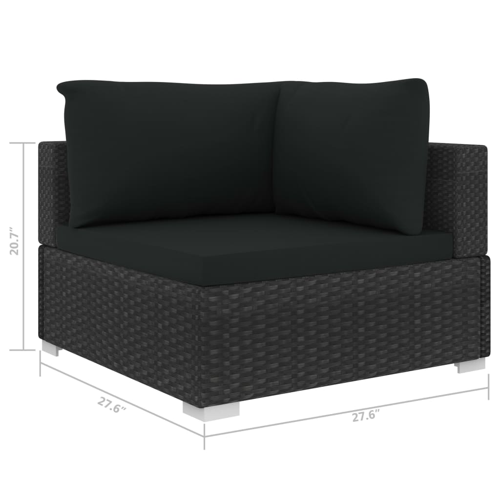 vidaXL 9 Piece Patio Lounge Set with Cushions Poly Rattan Black