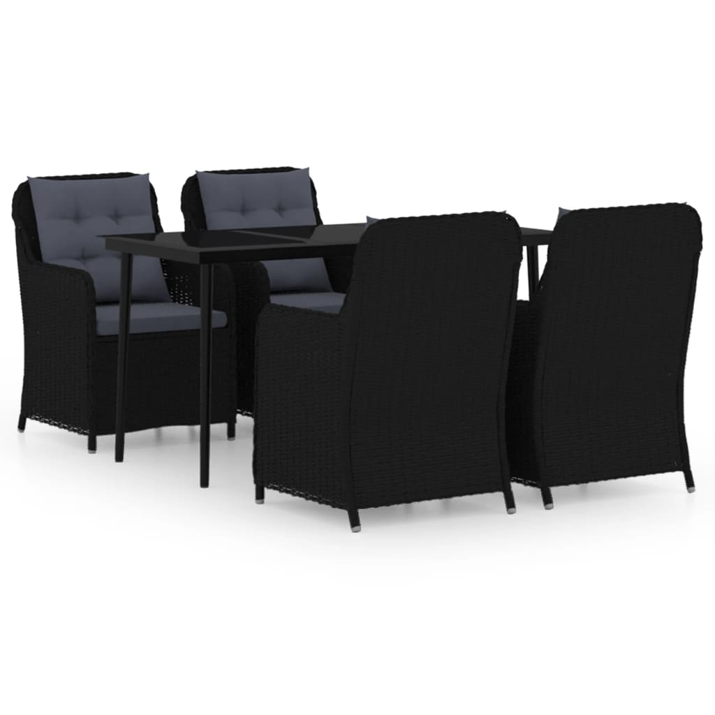 vidaXL 5 Piece Patio Dining Set Black