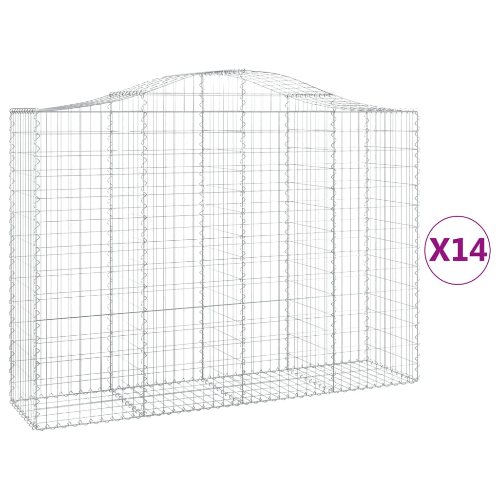 vidaXL Arched Gabion Baskets 14 pcs 78.7"x19.7"x55.1"/63" Galvanized Iron