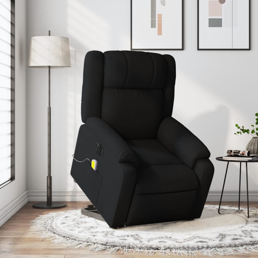 vidaXL Electric Stand up Massage Recliner Chair Black Fabric