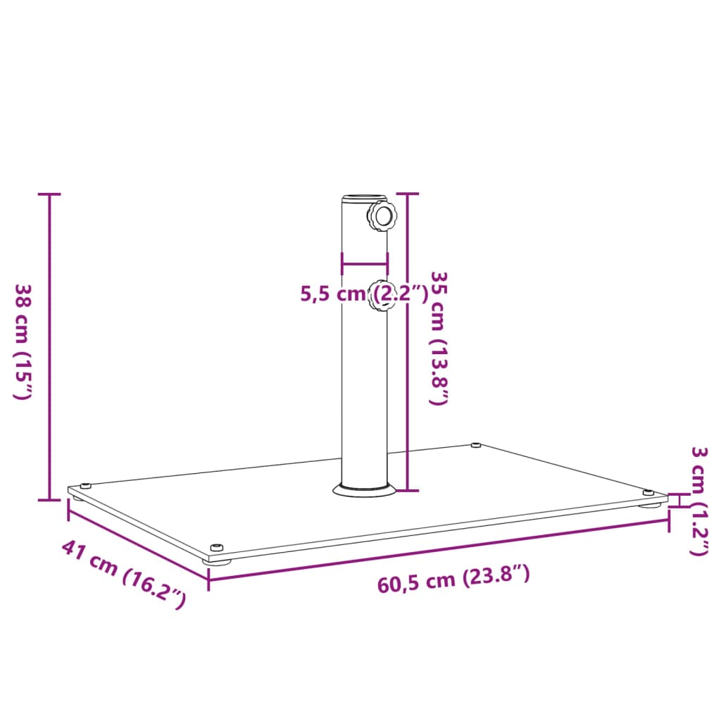 vidaXL Parasol Base for Ø1.3"/1.5"/1.9" Poles 33.1 lb Rectangular