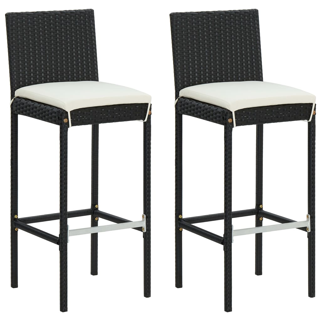 vidaXL 3 Piece Patio Bar Set with Cushions Black