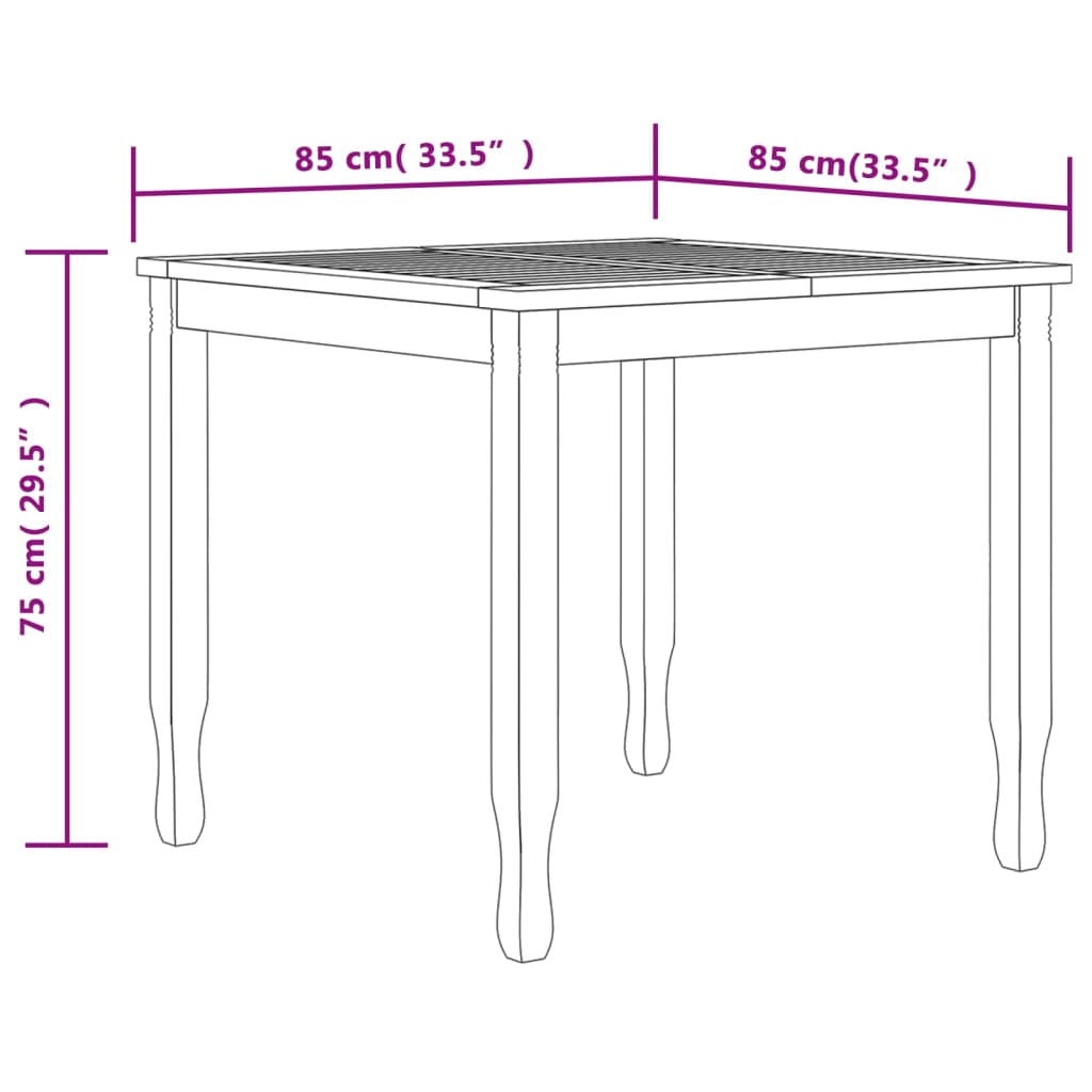 vidaXL 3 Piece Patio Dining Set Solid Wood Teak