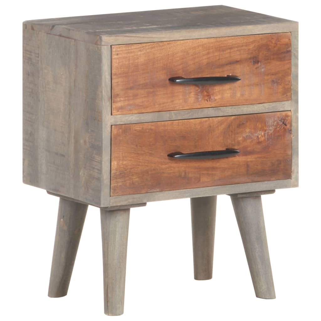 vidaXL Bedside Cabinet Gray 15.7"x11.8"x19.7" Solid Rough Mango Wood