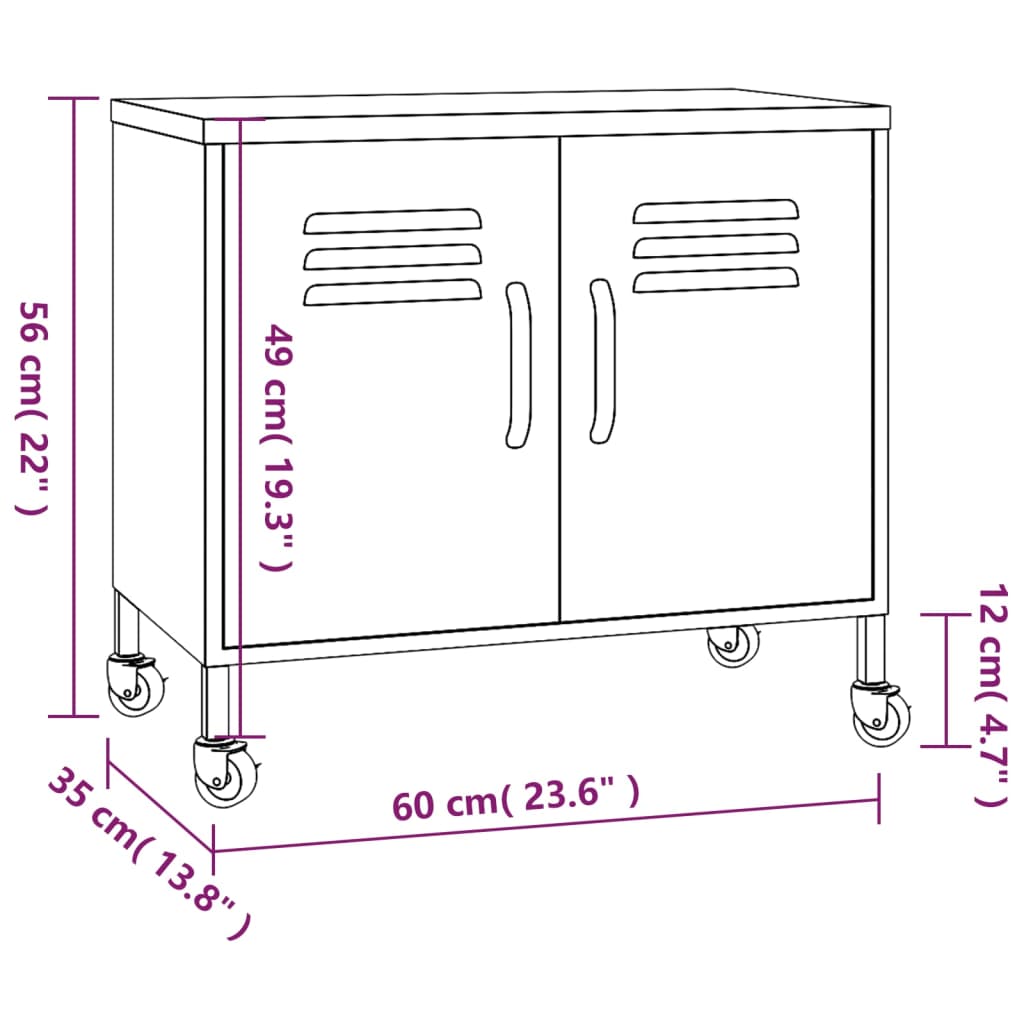 vidaXL Storage Cabinet Black 23.6"x13.8"x22" Steel