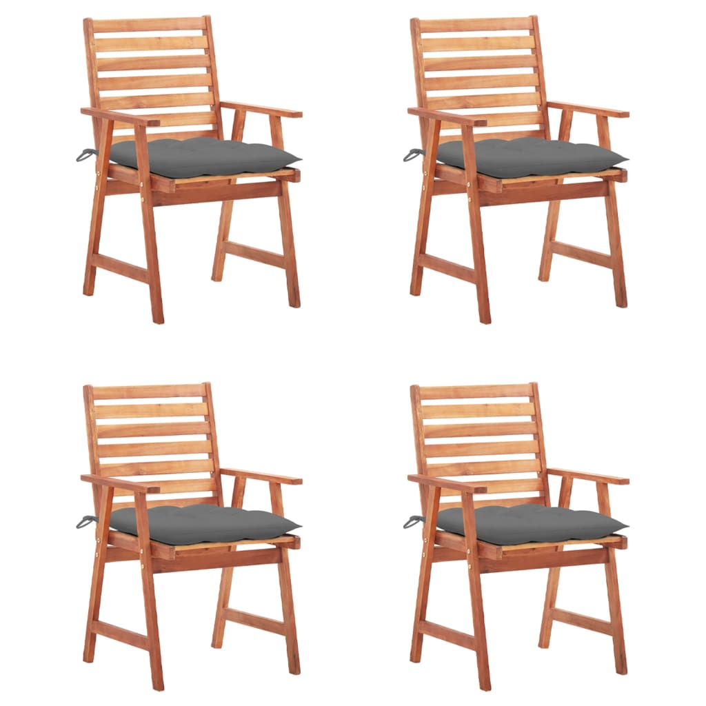 vidaXL Patio Dining Chairs 4 pcs with Cushions Solid Acacia Wood