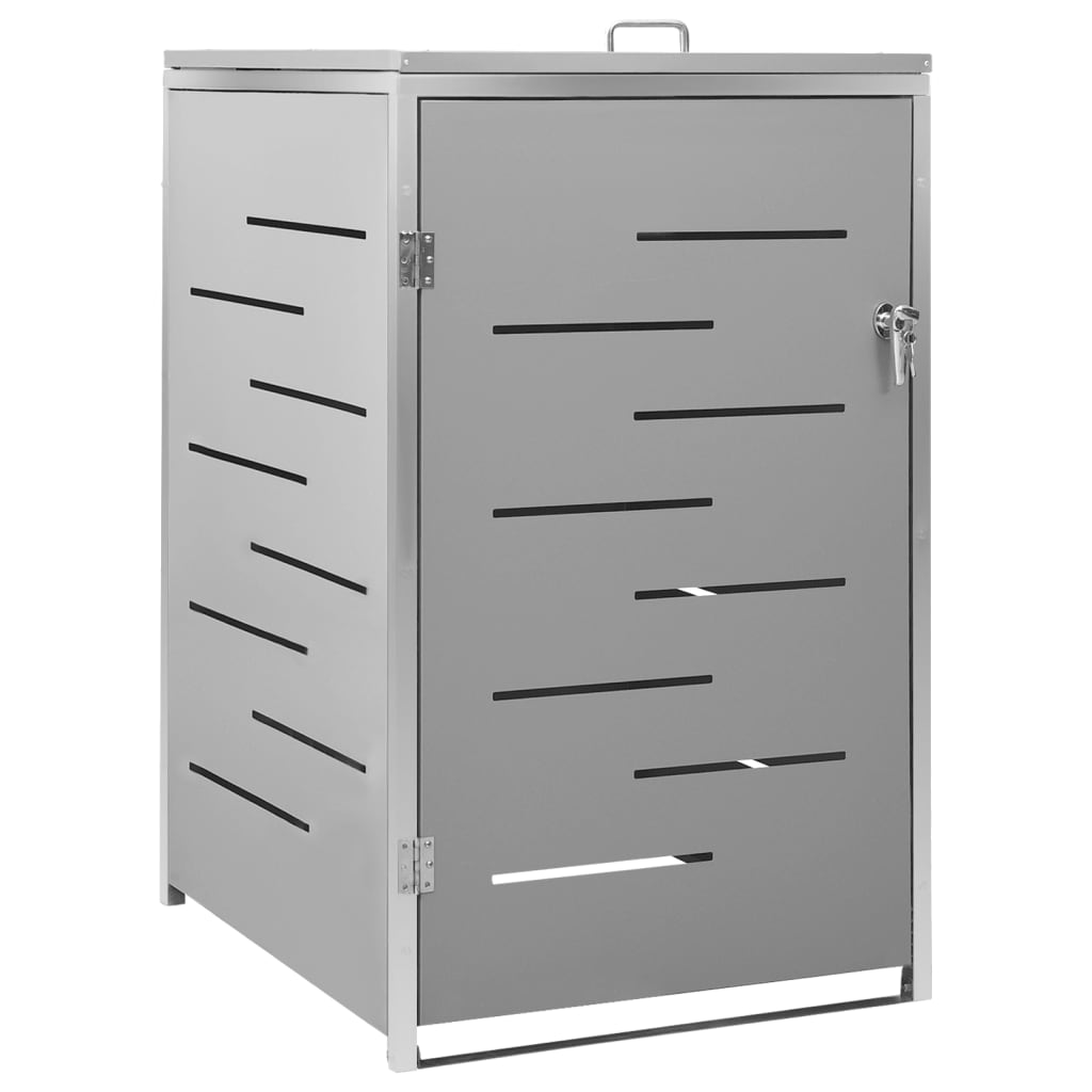 vidaXL Single Wheelie Bin Shed 27.2"x30.5"x44.3" Stainless Steel