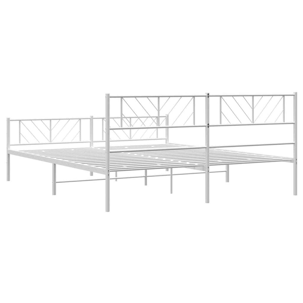 vidaXL Metal Bed Frame without Mattress with Footboard White 72"x83.9"