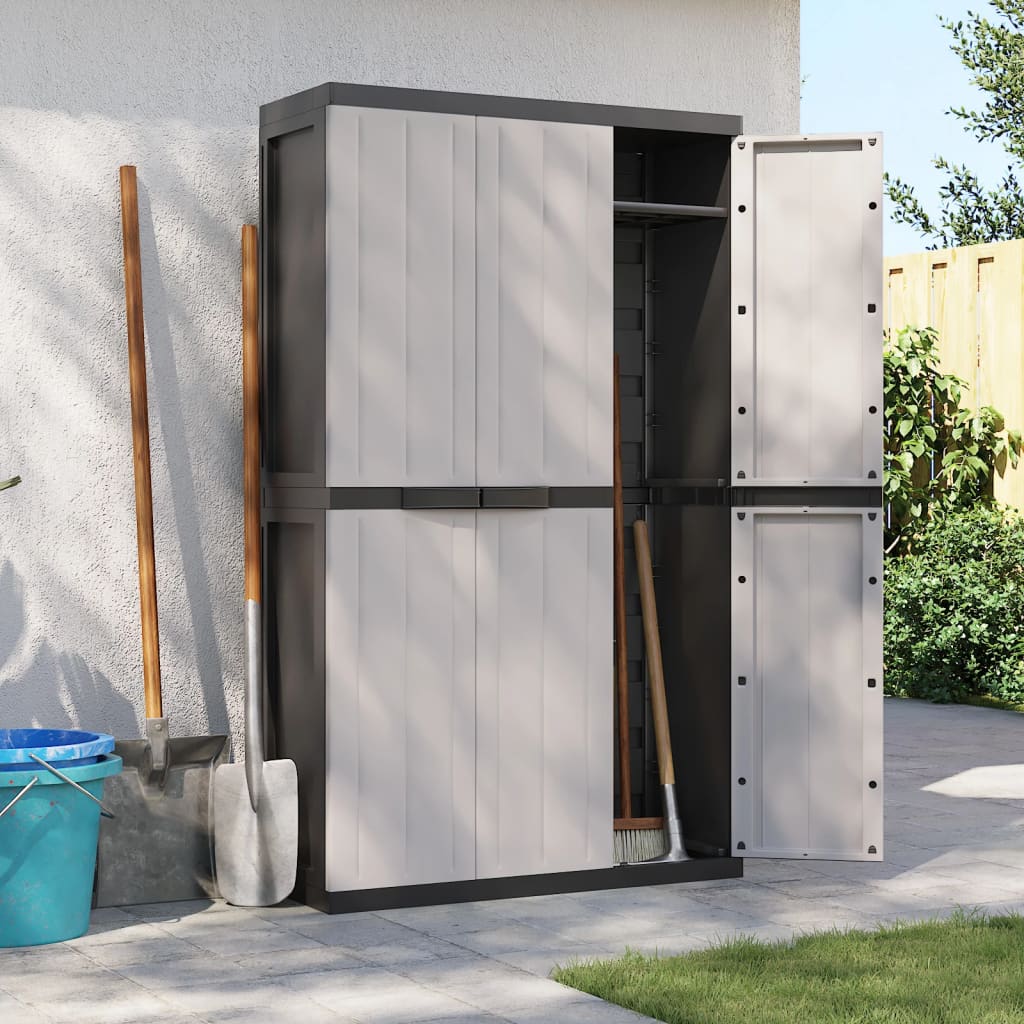 vidaXL Outdoor Storage Cabinet Gray and Black 38.2"x14.6"x65" PP