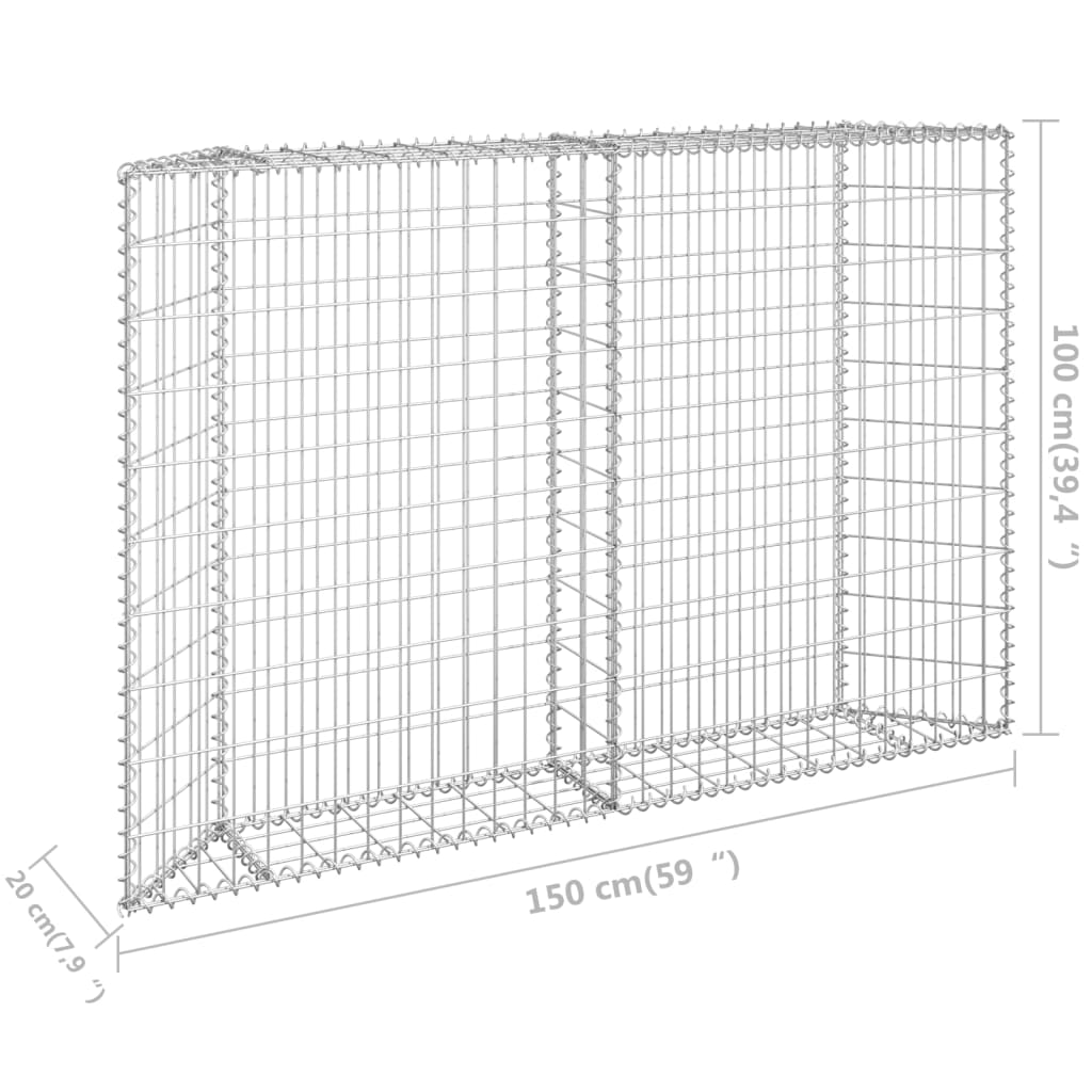 vidaXL Trapezium Gabion Raised Bed Galvanized Steel 59.1"x7.9"x39.4"