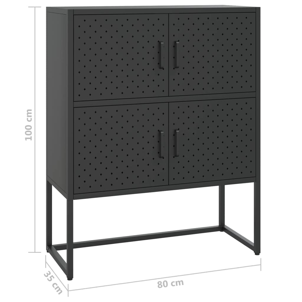 vidaXL Highboard Black 31.5"x13.8"x39.4" Steel