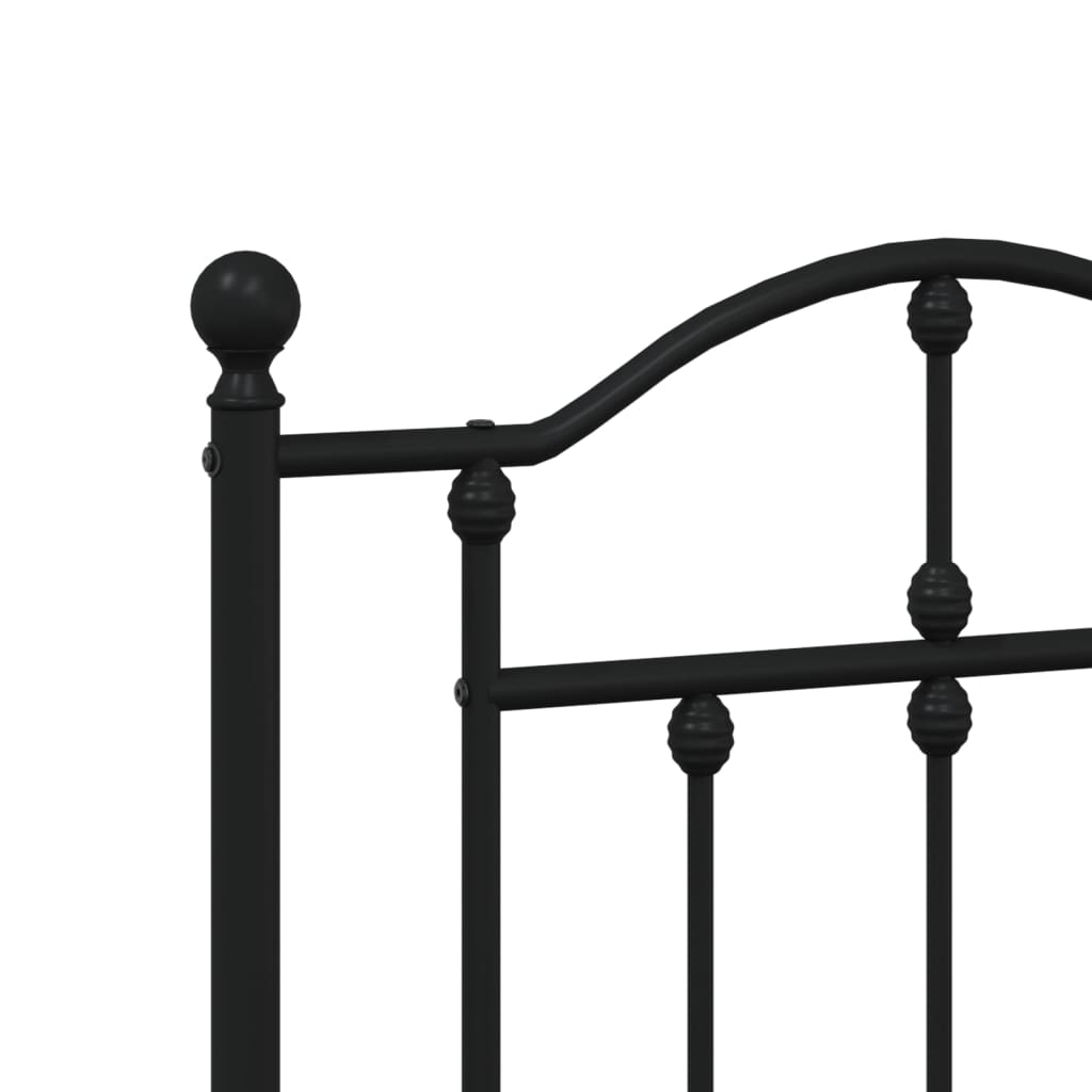 vidaXL Metal Bed Frame without Mattress with Headboard Black 76"x79.9"