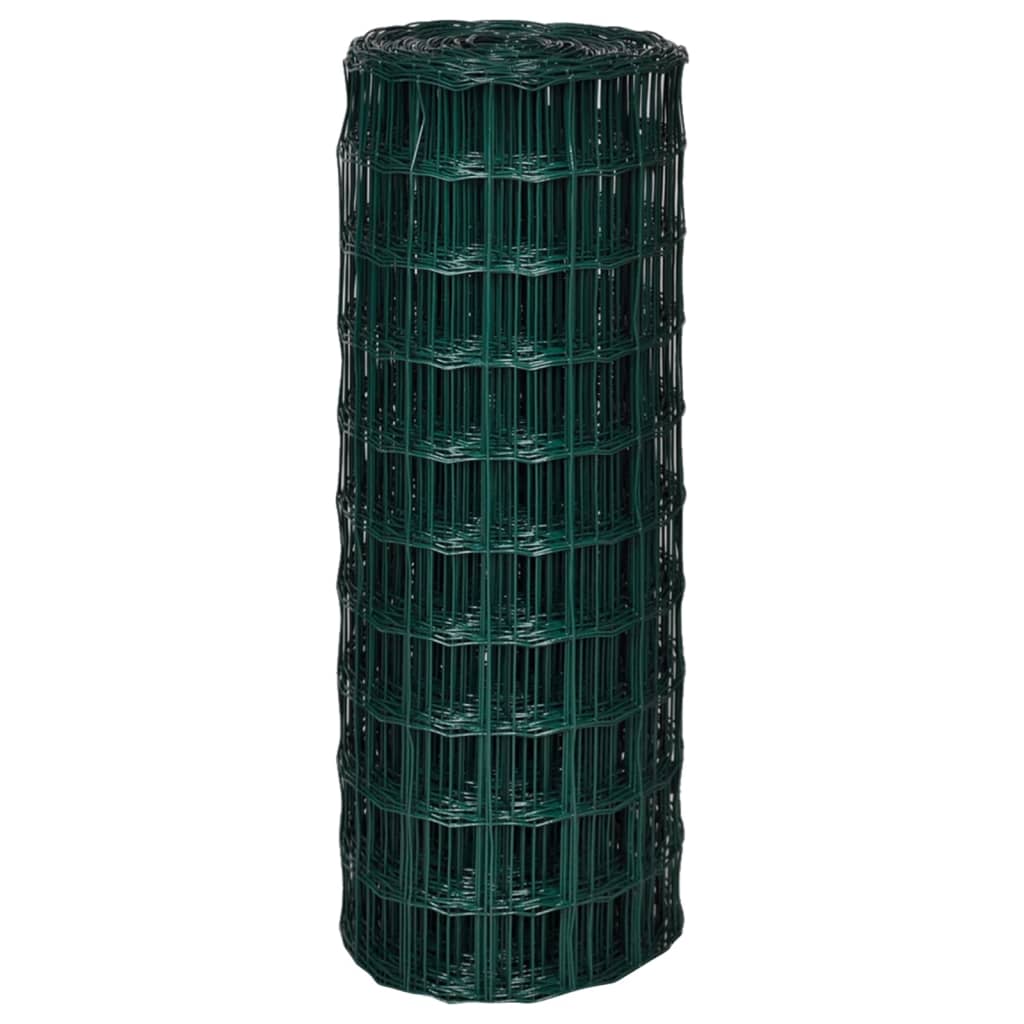 vidaXL Euro Fence Steel 32.8ftx3.3ft Green