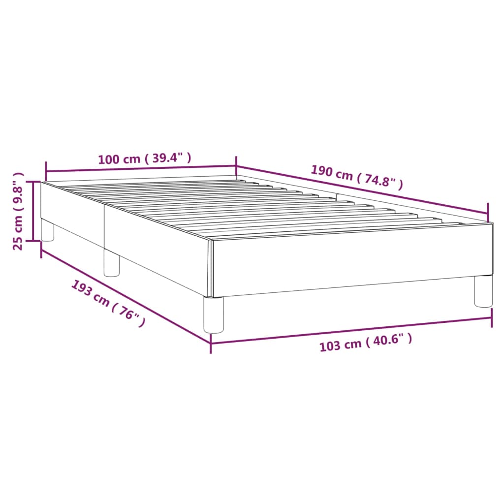 vidaXL Bed Frame Dark Gray 39.4"x74.8" Twin Fabric