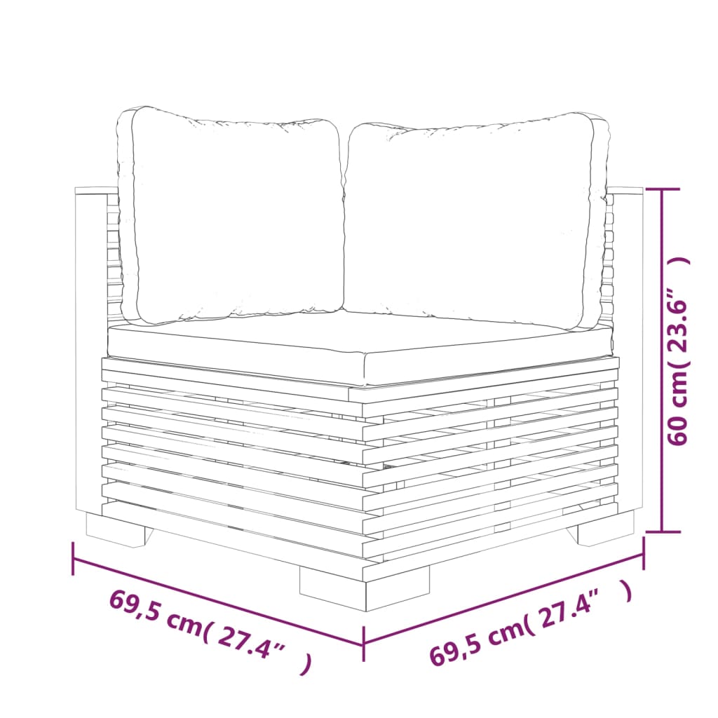 vidaXL 7 Piece Patio Lounge Set with Cushions Solid Wood Teak