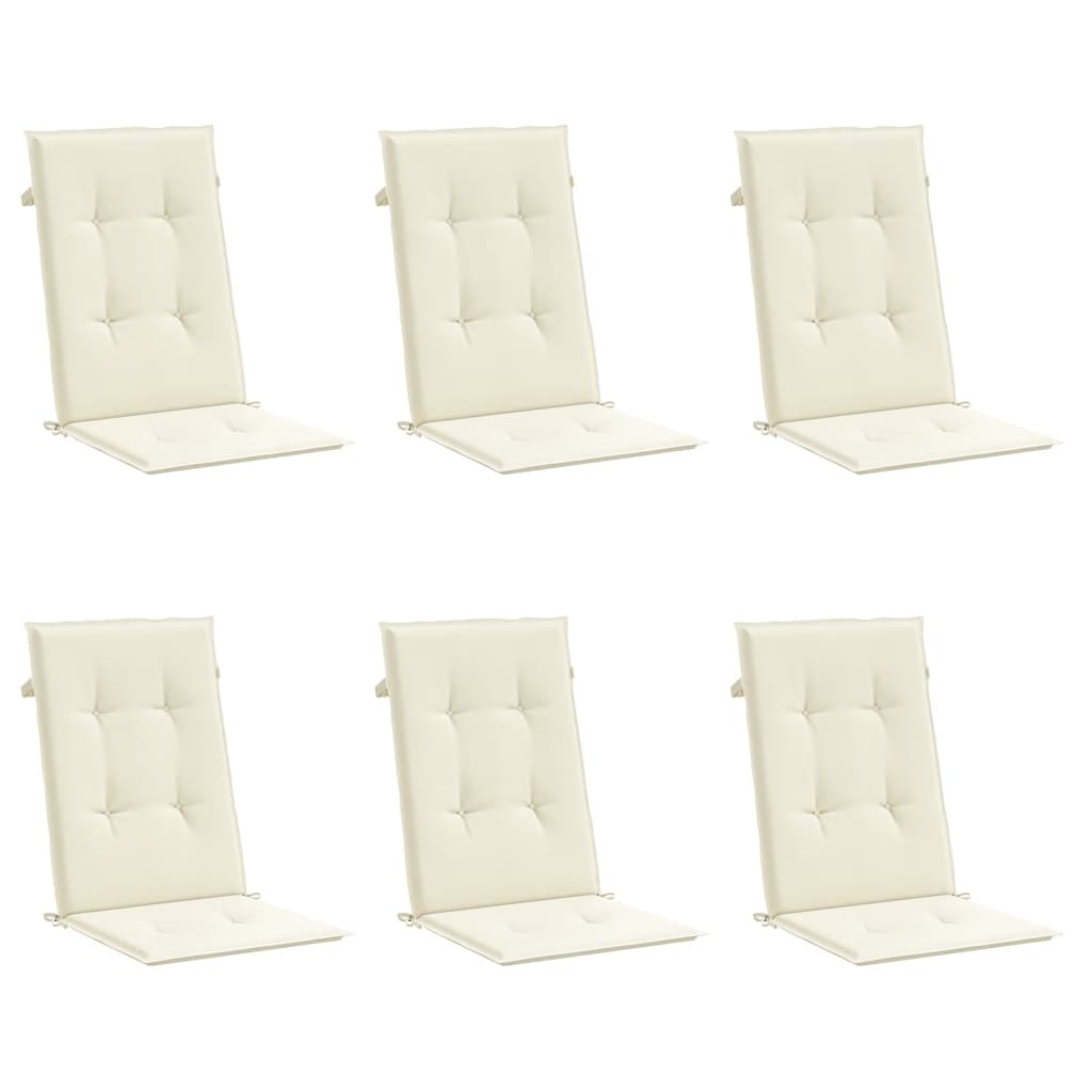 vidaXL Garden Highback Chair Cushions 6 pcs Cream 47.2"x19.7"x1.2" Fabric