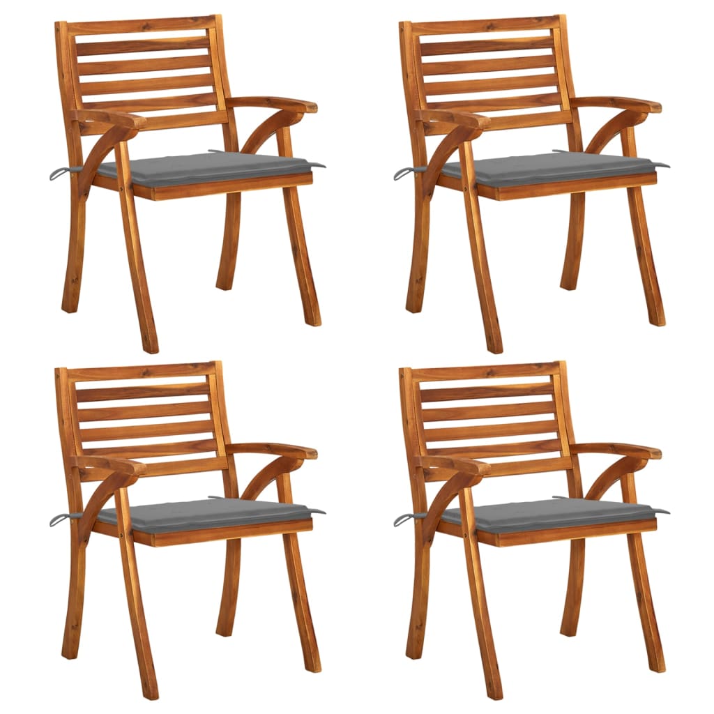 vidaXL Patio Chairs with Cushions 4 pcs Solid Acacia Wood