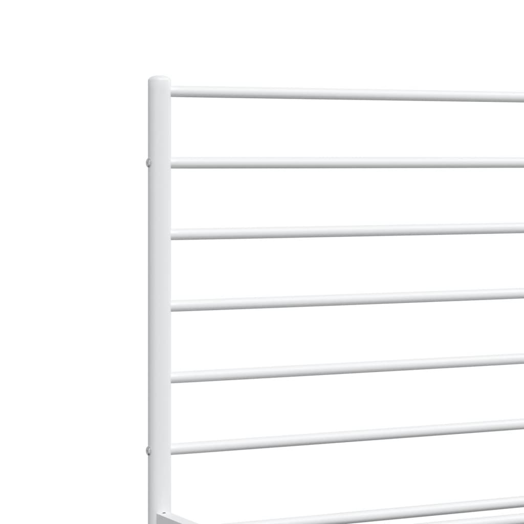 vidaXL Metal Bed Frame with Headboard White 53.9"x74.8" Full