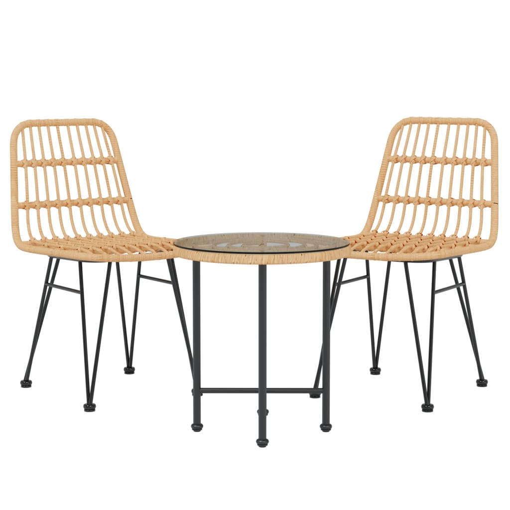 vidaXL 3 Piece Patio Dining Set Poly Rattan