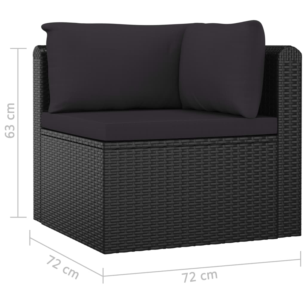 vidaXL 11 Piece Patio Lounge Set with Cushions Poly Rattan Black