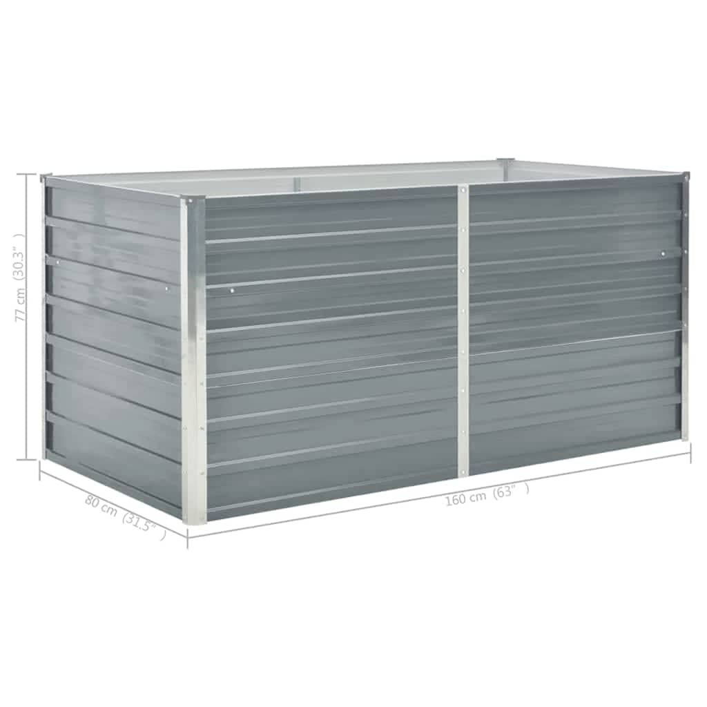 vidaXL Raised Garden Bed 63"x31.5"x30.3" Galvanized Steel Gray